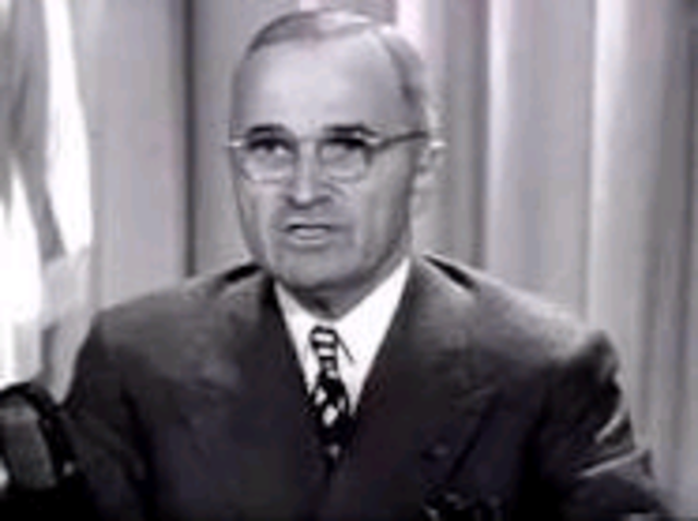 •	Harry Truman becomes the first president to address the nation on TV from the White House
