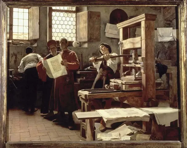 Invención de la imprenta de Gutenberg como medio de difusión masiva de textos médicos