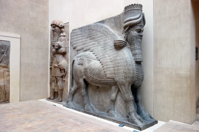 Winged human-headed bull (lamassu or shedu), 721-705 B.C.E
