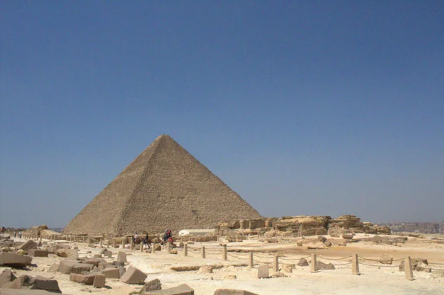The Great Pyramid Khufus Pyramid- The Great Pyramid is made out of limestone and it is 13 acres in size. It represents power and divine Kingship. It is the largest of three main pyramids in Giza.