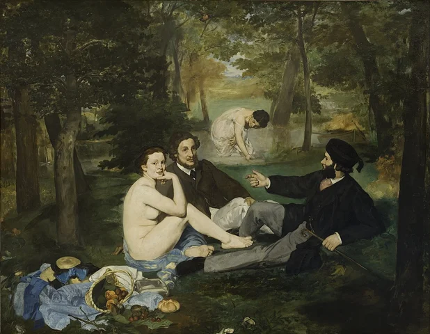 Édouard Manet, The Bath, aka Le Déjeuner sur l'herbe (The Luncheon on the Grass), 1863, oil on canvas 81.9” x 104.1” Musée d'Orsay, Paris
