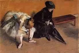 Artist: Edgar Degas Title: Waiting (L'Attente) Date: c. 1880–1882 Media: Pastel on paper Dimensions: 48.2 cm x 61 cm Repository: Norton Simon Museum at the J. Paul Getty Museum, Pasadena, Los Angeles