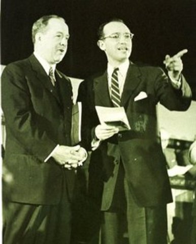 Polio vaccine announced to the world by Dr. Jonas Salk and Dr. Thomas Francis