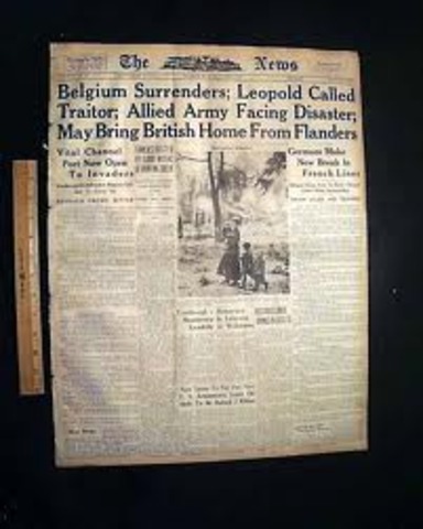 Belgium surrenders to the Nazis.
