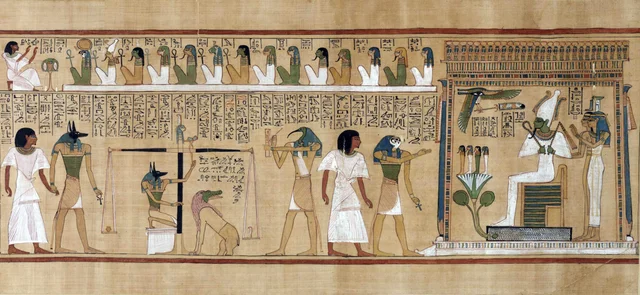 Page from the Book of the Dead of Hunefer, (c. 1275 B.C.E.) (19th Dynasty), painted papyrus, 40 x 87.5 cm (Thebes, Egypt, © The Trustees of the British Museum, London)