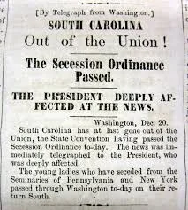 South Carolina secedes from the United States