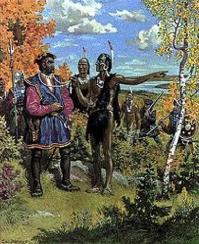 Jacques  Cartier et Donnacona