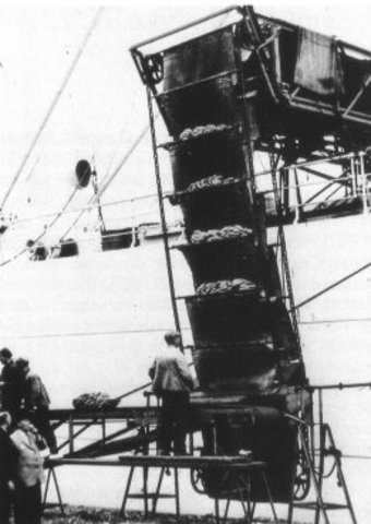 Een beeld van hoe fruit in deze tijd werdt geladen en gelost