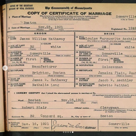 Hathaway Marriage