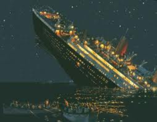 British Ocean Liner Titanic sinks after striking an iceberg off Newfoundland