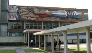 Artist: David Alfaro Siqueiros Title: The right for culture or The dates in the history of Mexico Date: 1952–1956 Media: Relief mosaic Repository: National Autonomous University of Mexico, Mexico City
