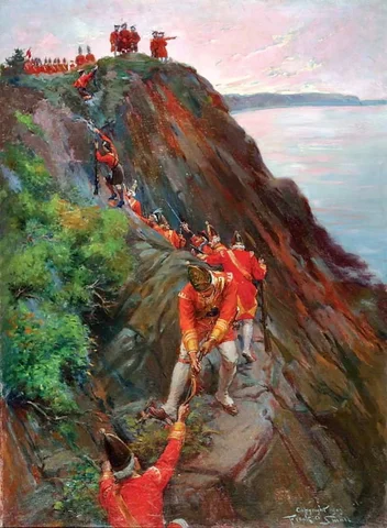 Les troupes britanniques escaladent les falaises près de Québec