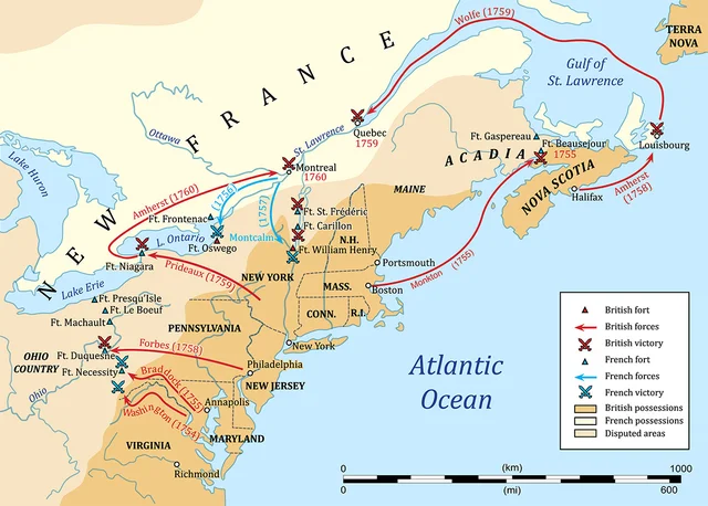 •	La commencement de la guerre de sept ans, entre l’Angleterre et la France quand l’Angleterre déclare la guerre.