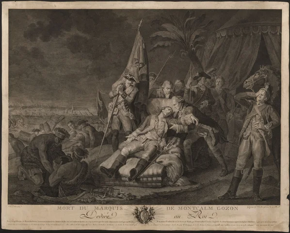•	Louis-Joseph Montcalm mort de ses blessures crée par la bataille des plaines d’Abraham
