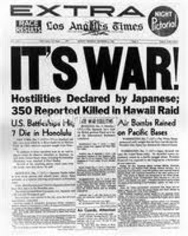 The U.S. declares war on Japan