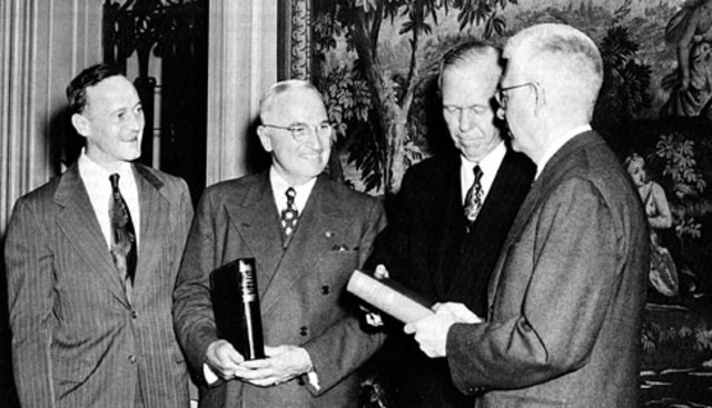 Harry Truman becomes President to address the nation on TV