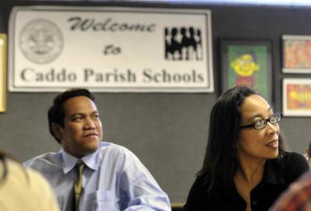 First group of Caddo-bound teachers arrive
