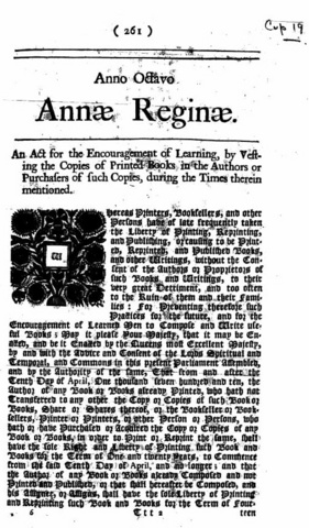 Estatuto de Anne (primer Copyright moderno)