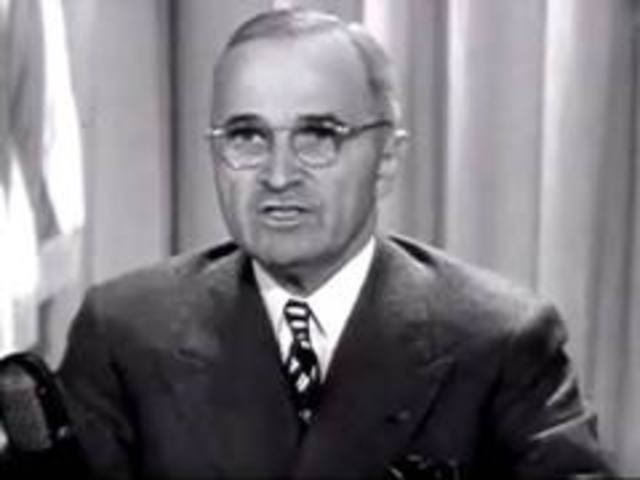 •	Harry Truman becomes the first president to address the nation on TV from the White House.