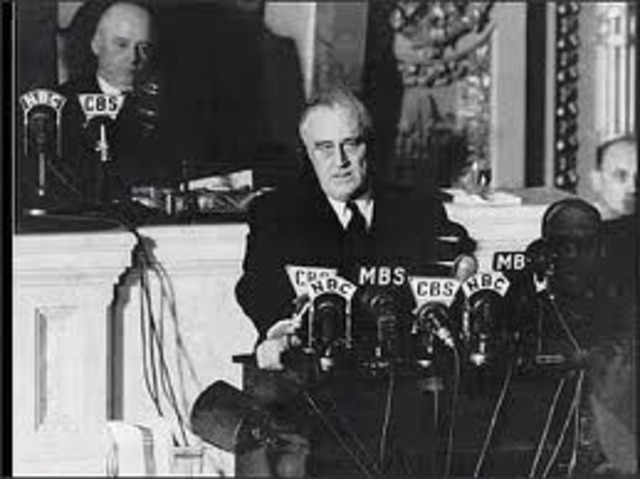 FDR asks Congress to declare war
