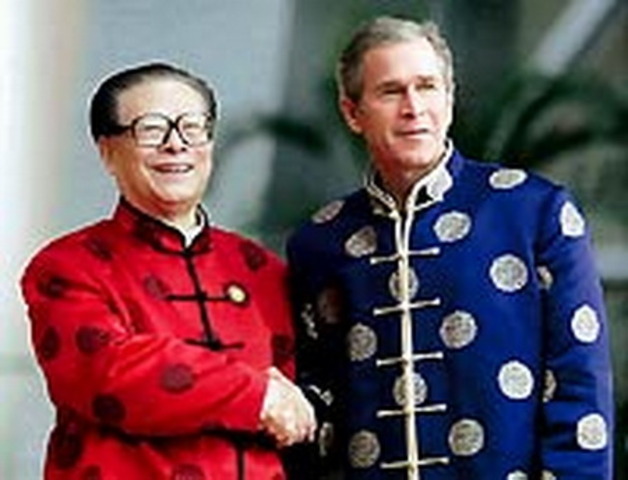 Jiang Zemin visits President George Bush