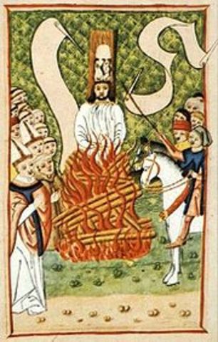 Jan Hus burned at the stake