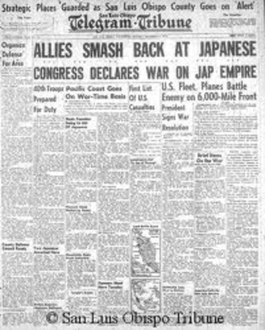 America and Britian declare war on Japan