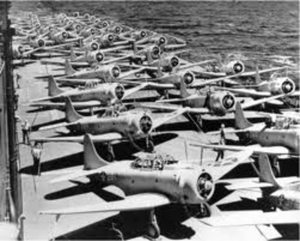 American naval victory at Battle of Midway, in June, marks turning point in Pacific War - 4 Japanese carriers sunk