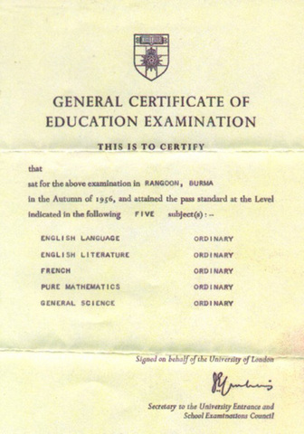 GCE - General Certificate of Education Introduced