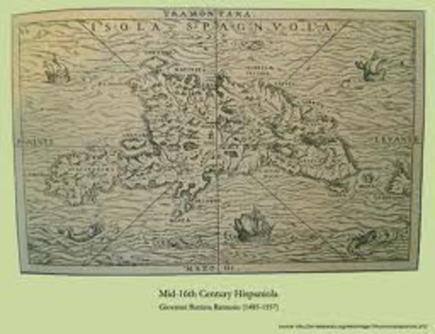 Arrives at Hisponiola