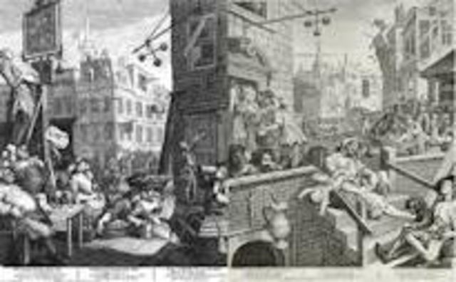 Hogarth "Beer Street" & "Gin Lane"