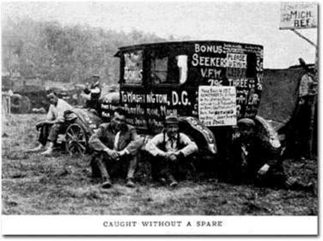 World war I veterans , "Bonus Army" set up camp in Washington D.C.