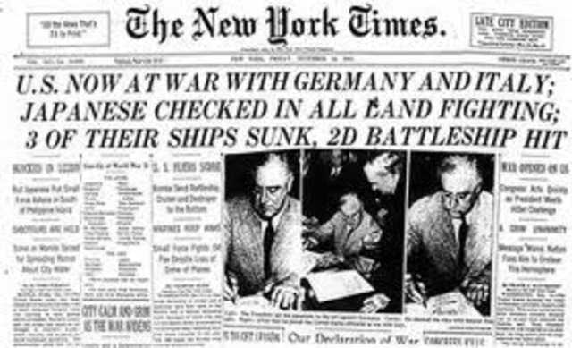 America declared war against Germany and Italy