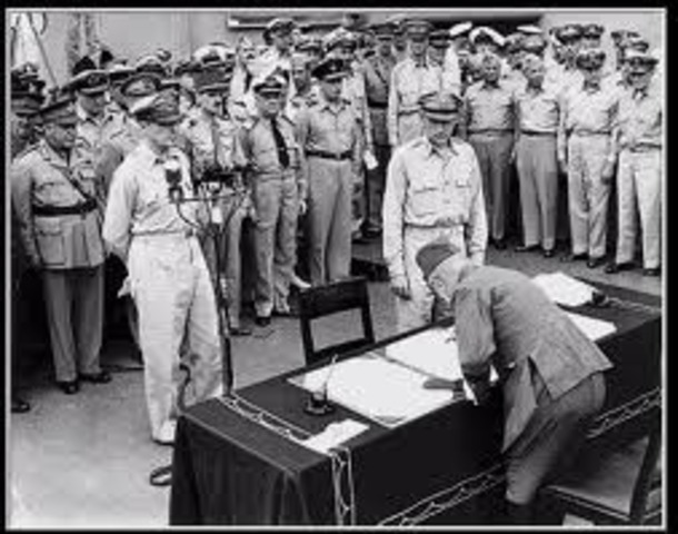 Japan surrenders.