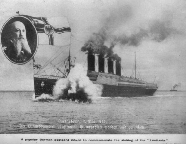A German U-Boat Sinks the Lusitania