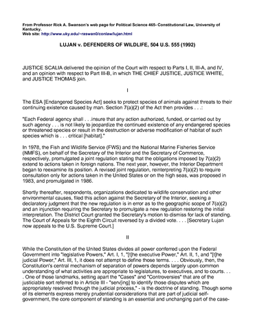 Lujan v. defenders of wildlife