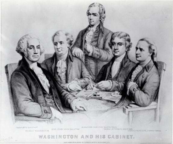 George Washington becomes President and creates the Cabinet