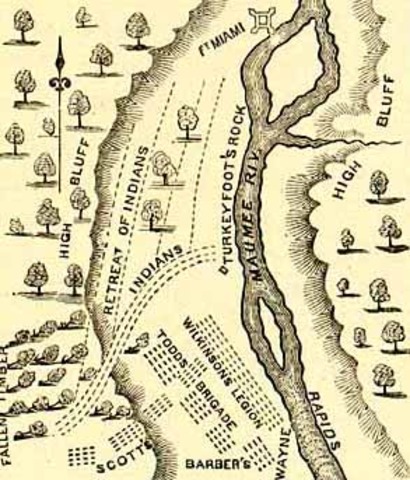 The U.S. Army defeats Native American forces at the Battle of Fallen Timbers in Ohio