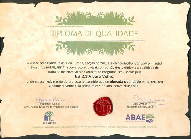 Eco-Escolas 2010 - Diploma de Qualidade