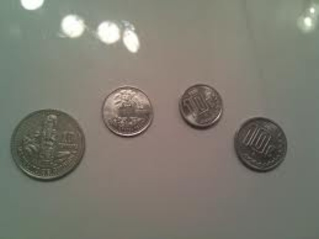 se emitio  los centavos primeros centavos de 25,25,10 y 5.