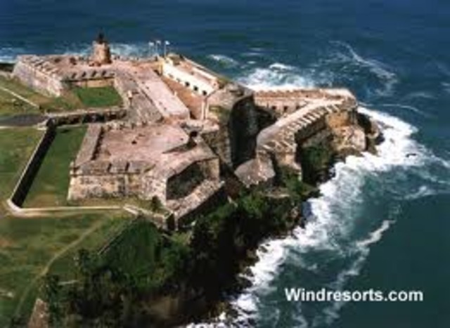 Castillo San Felipe del Morro in San Juan under construction
