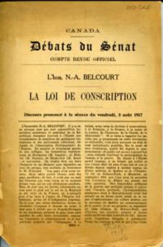 Conscription now in force in Canada