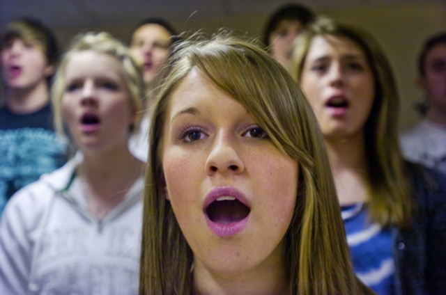 Cuando yo tenía nueve años, yo tomaba la clase de coro.