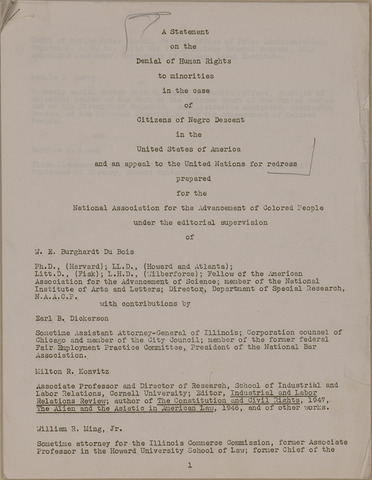 An Appeal to the World, NAACP Petition