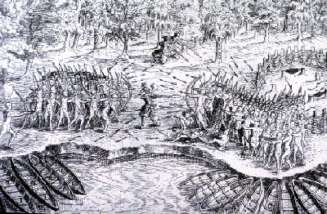 The battle against the Mohawk Iroquois.