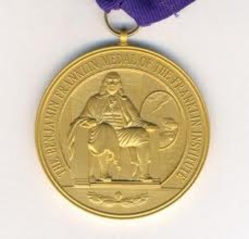 Einstein is awarded the Benjamin Franklin medal