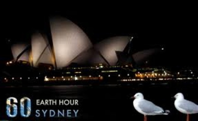 In Sydney, Australia, 2.2 million people take part in the first Earth Hour.