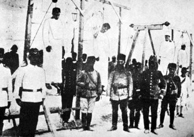 Three Armenians are hanged publicly in Mush without trial.