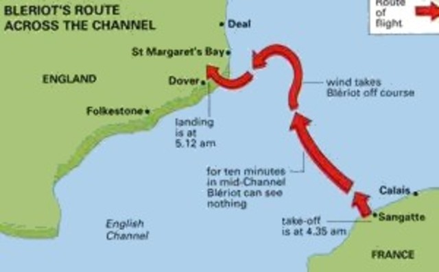 Louis Bleriot crosses the english channel