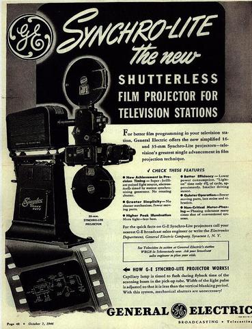 Synchro-Lite the new Shutterless Film Projector For Television Stations